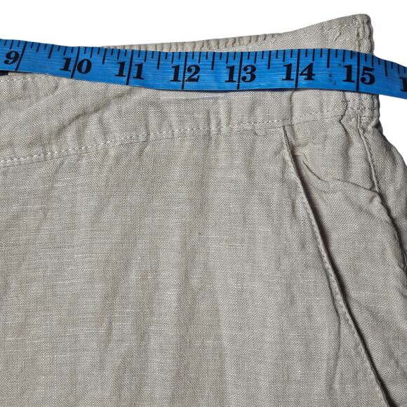 Tahari 100% Beige Linen Cropped Elastic Waist Pull-On Lagenlook Pants Size M - Picture 8 of 11